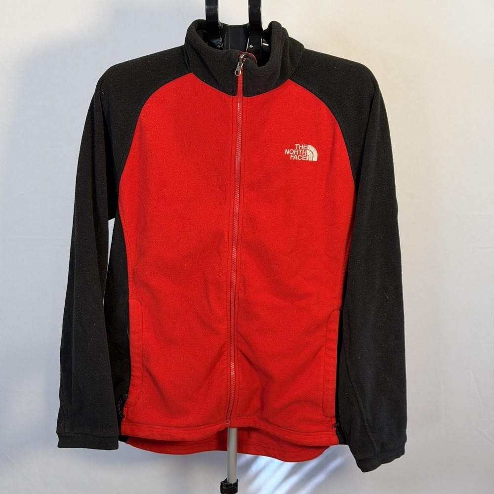 The North Face Sweatshirt Mens Aprox XL Red Full Zip Fleece Mock Neck